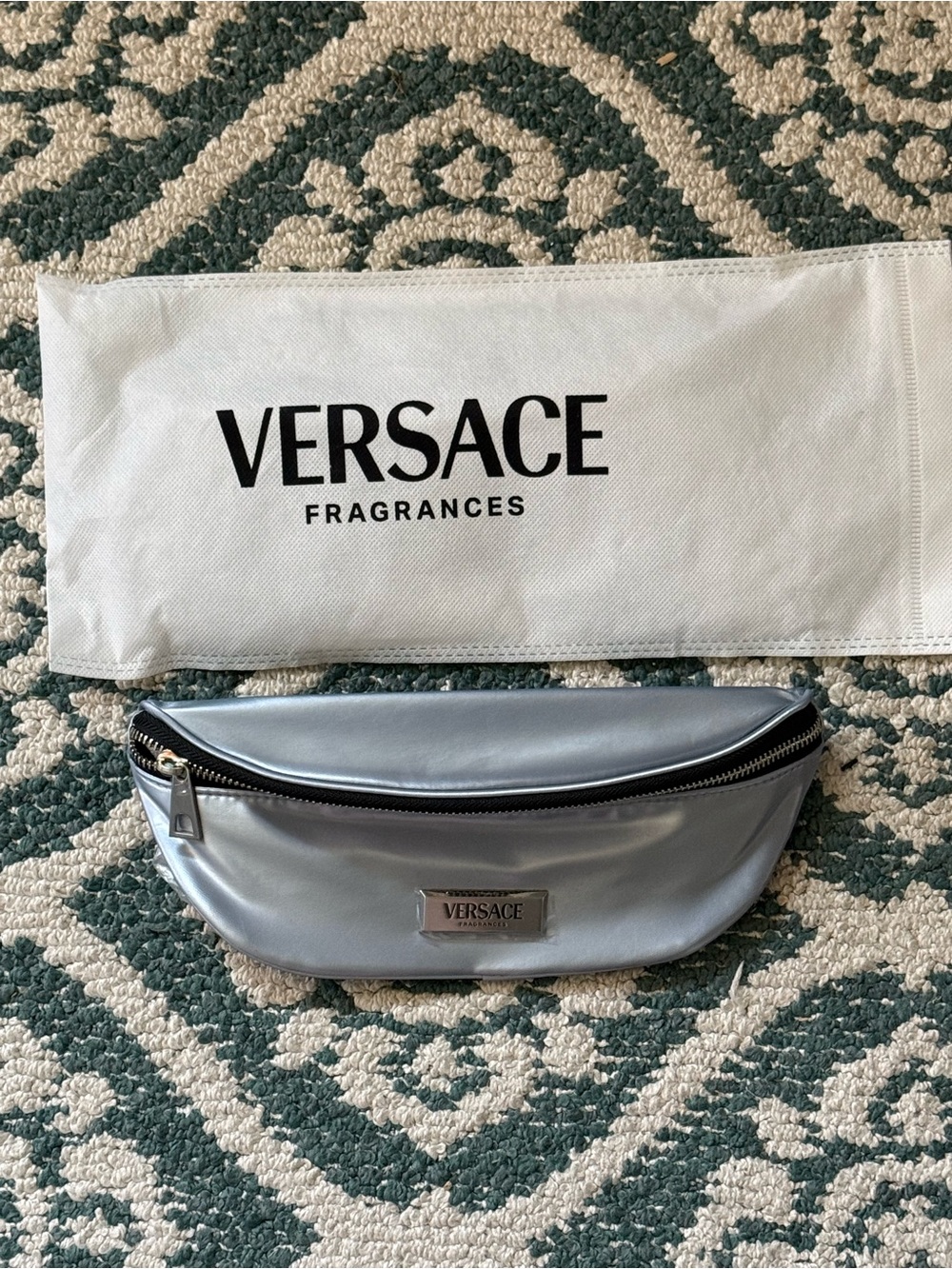 Brand New Versace Silver Metallic Belt Bag
